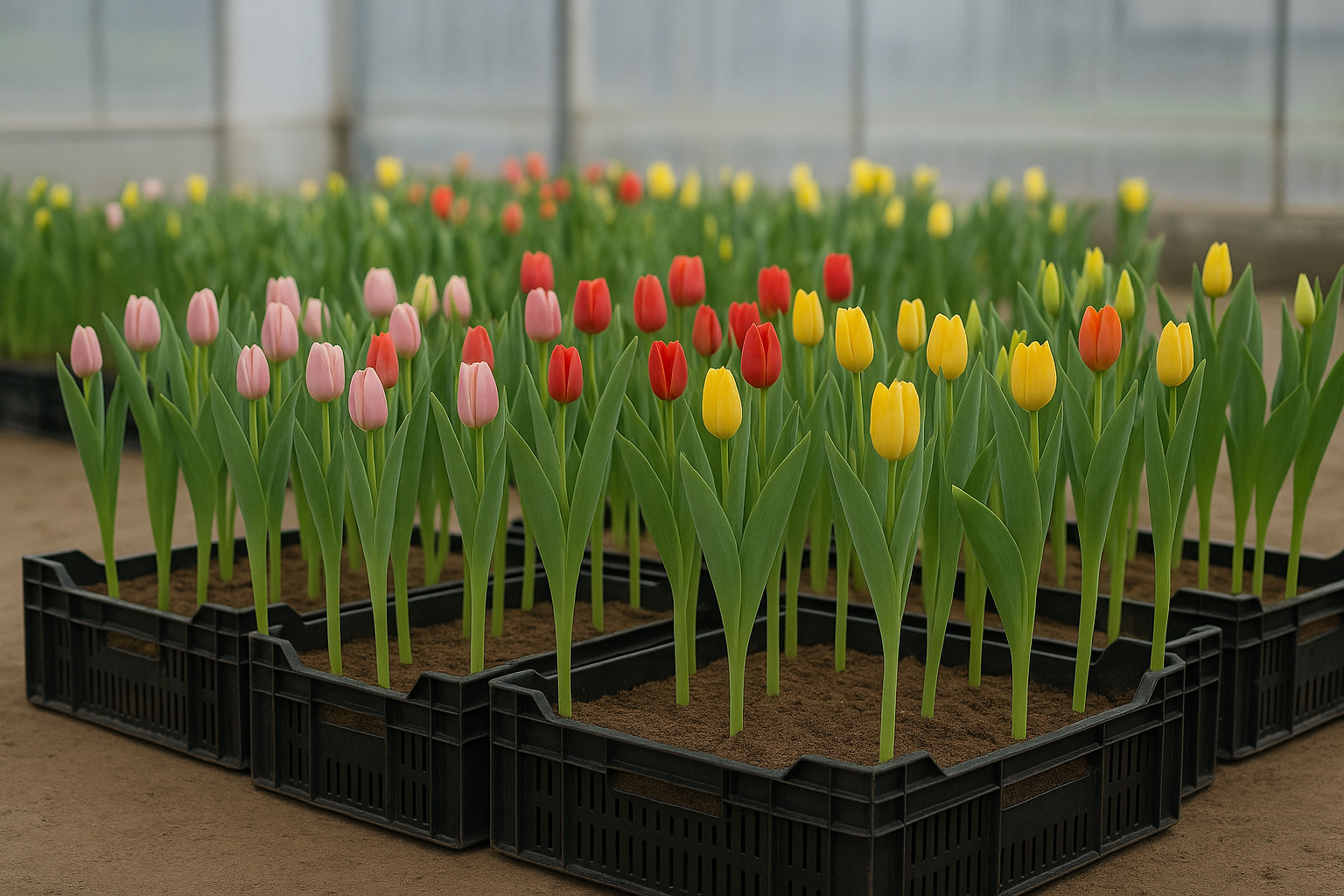 Tulpen in Kisten